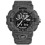 Men’s Digital Watch with Dual Display and Backlight Waterproof Sports Watch (Grey)