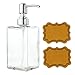 VCOO Soap Dispenser Bottle with Stainless Steel Pump, Refillable Rectangle Clear Glass Jar, Great for Essential Oils, Lotions, Liquid Soaps for Kitchen Bathroom(500ml/16oz)