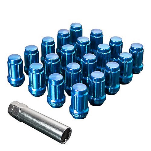 Upgr8 S-series 20 Pieces Steel Closed Ended Wheel Lug Nuts with Key (M12 X 1.5MM, Blue)