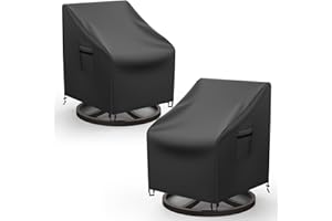 Mrrihand Outdoor Swivel Lounge Chair Cover Waterproof, 2 Pack Heavy Duty Patio Rocking Chair Covers for Outdoor Furniture, 33" W×37" D×38.5" H, Black