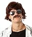 ALLAURA – Pedro Wig 60s 70s Sonny Bono Wig and Mustache Short Brown Ron Burgundy Wigs Mens Shag Hippie Fits Adults – Halloween Costumes