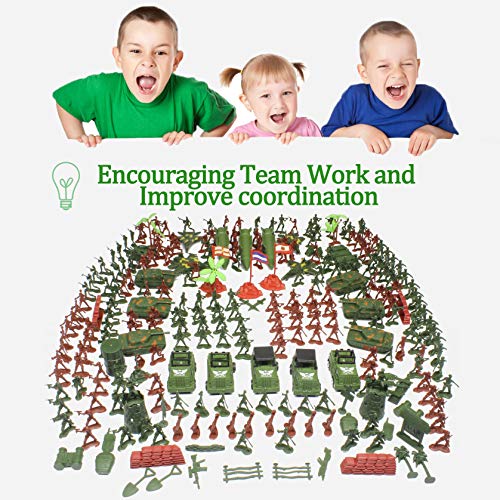 WenSha Army Men Playset,307 Pcs Army Action Figures Including Toy Soldiers,Sandbags, Tanks,Helicopters,Best Army Toys for Boys Girls and Adults