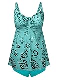 Nonwe Women's Swimwear Adjustable Back Pin Up Two Piece Tankini Swimdress