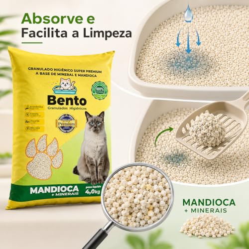 Areia Higiênica Granulado Para Gatos 4kg Mandioca + Minerais Super Premium Controle De Odores Alta Absorção Econômica Biodegradável Não Suja Patinhas Rende Mais Banheiro Sanitário Pet Premium Gato