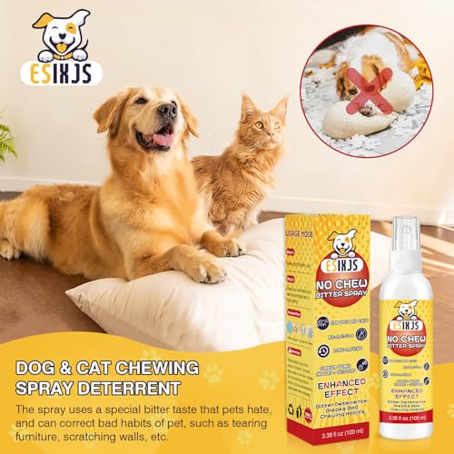 No Chew Spray for Dogs Bitter Apple Spray for Puppies Stop Dogs from Chewing Furniture Spray Anti Licking for Dog Yuck Bitter Spray Deterrent Formula for Puppies and Cats Alcohol Free Gentle on Skin