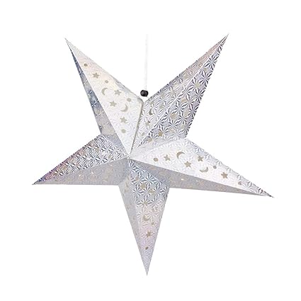 Tonver Xmas Decor 1 Pcs Colorful Laser Five Pointed Paper Star