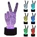 ZLTFashion 3D Visual Optical Illusion Colorful LED Table Lamp Touch Cool Design Night Light Christmas Prank Gifts Romantic Holiday Creative Gadget (Victory Hand)