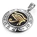 MENDINO Mens Stainless Steel Pendant Necklace Eygptian Eye of Horus Gold Tone with a 22 inch Chain