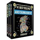 Three Books! Designs From The Sky, Land & Sea. Coloring books for adults relaxation