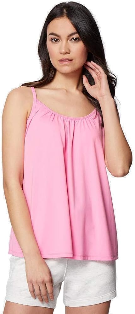 32 DEGREES Cool Womens Shirred Flowly Relaxed Lounge Built-in Cups Shelf Bra Tank Cami at  Women’s Clothing store