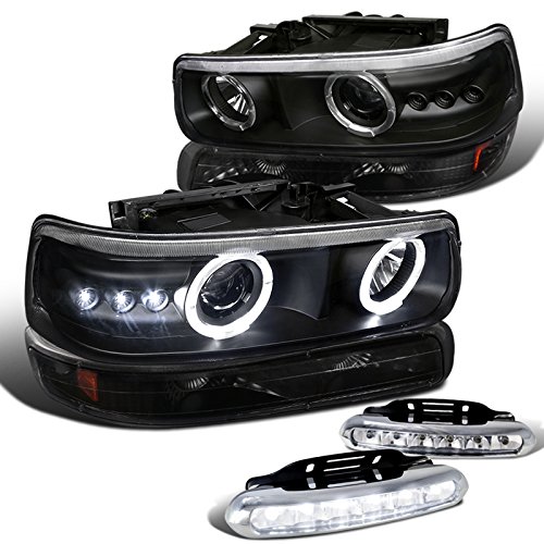 thumbnail interactive-video image 1 of ROXX Halo Projector Headlights For 88-99 Chevy GMC C/K 1500 2500, 95-00 Tahoe, Pair 1 of 3
