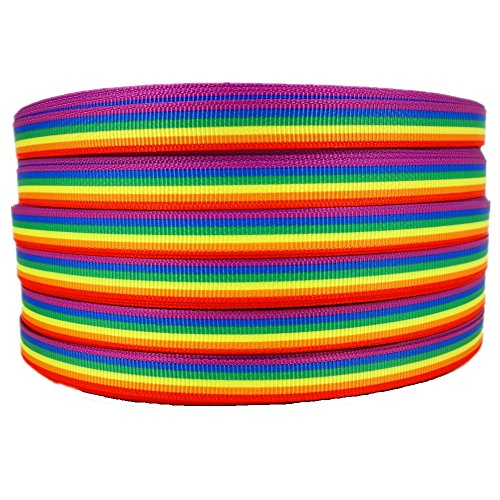 50Yards Rainbow Stripes Printed 3/8