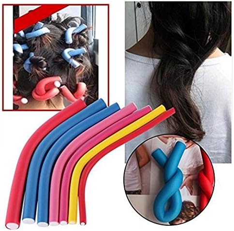 Hair Foam Curler Roller Set, Pack of 10, Twist Curls Flex Rods, Reusable Cable Ties/Wrap to Organize Cords,Length 9.5" (Diameter 1.4cm, Random Color)