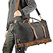 Kattee Luggage Rolling Duffel Bag Leather Trim Canvas Wheeled Carry-on Travel Bag 50L (Black)