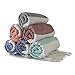 Gute Turkish Bath Beach Hammam Towels, Large Hammam Towel Wrap Pareo Fouta Throw Peshtemal Towel Set of 6 100% Natural Turkish Cotton Foua Blanket Set (Lily)