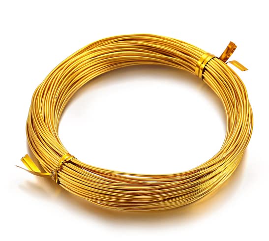 ANCLLO 2pcs X 20M Bonsai Care Tool Tree Training Wire 2.0mm Plant Craft Wire Aluminum Wire Handicraft Weaving, for Holding Bonsai Branches (Each Roll 20M, Gold)