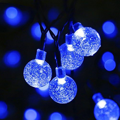 Mrupoo Christmas Solar Globe String Lights 30 LED 21ft 8 Modes Crystal Ball Waterproof Light for Outdoor, Indoor, Thanksgiving, Patio, Garden, Party, Home, Xmas Tree Decorations (Blue-2 packs)