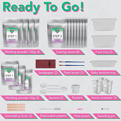 Luna Bean Deluxe Baby Keepsake Hand Casting Kit Plaster Hand Mold