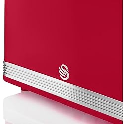 Swan ST19020RN Retro Toaster, 7.2"x11.5"x10.4", Red