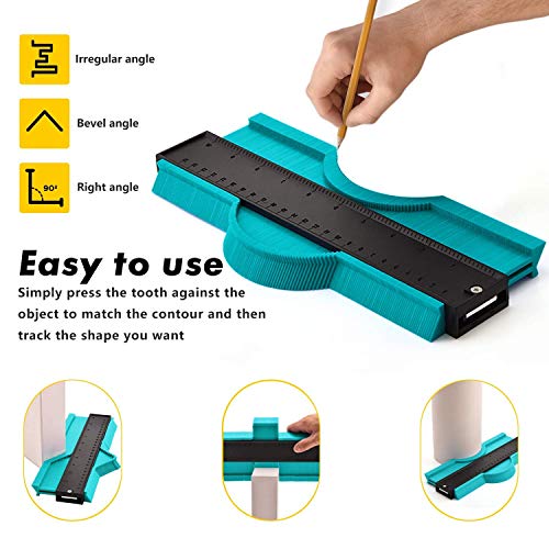 Jauge de Contour 250mm Plastique Copieur de Profil Jauge de Profilé pour Regle Architecte, Copieur de Contour pour Précision de Mesure de Carrelage, Outil de Marquage du Bois Stratifié (25 CM, Vert)