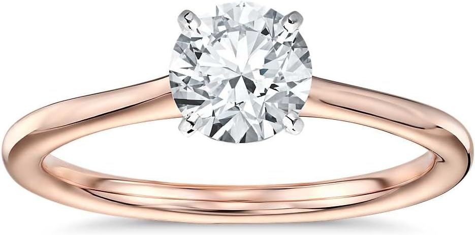 Tammana Jewels 1.00 Carat Forever One Brilliant Moissanite Solitaire Ring in 14k Rose Gold Plated .925 Sterling Silver