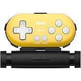 8Bitdo Zero 2 Bluetooth Gamepad Keychain Sized Mini Controller with Mobile Clip for Switch, Windows, Android (Yellow Edition)