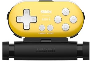 8Bitdo Zero 2 Bluetooth Gamepad Keychain Sized Mini Controller with Mobile Clip for Switch, Windows, Android (Yellow Edition)