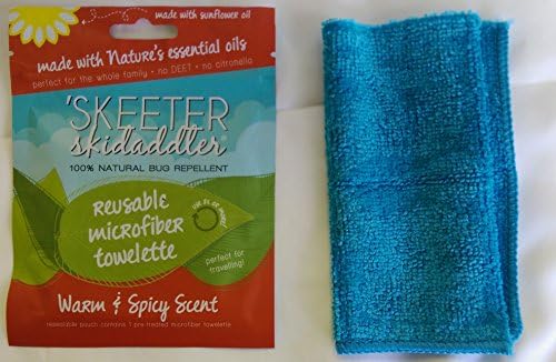 Skeeter Skidaddler 100% Natural Warm &amp; Spicy Bug Repellent Reusable Pre-treated Microfiber Towelettes
