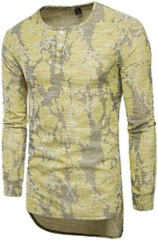 CandiyeMen Candiye Men Printing Ethnic High Novelty Low Hem Pullover T Shirt Tees Top Yellow M
