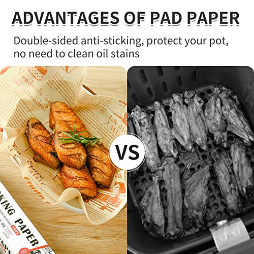 2 Rolls Parchment Paper for Baking, 26FT High Temperature Resistant Waterproof and Greaseproof Baking Paper Suitable, For Cooking、Grilling、Steaming and Air Fryer (Brown and White)