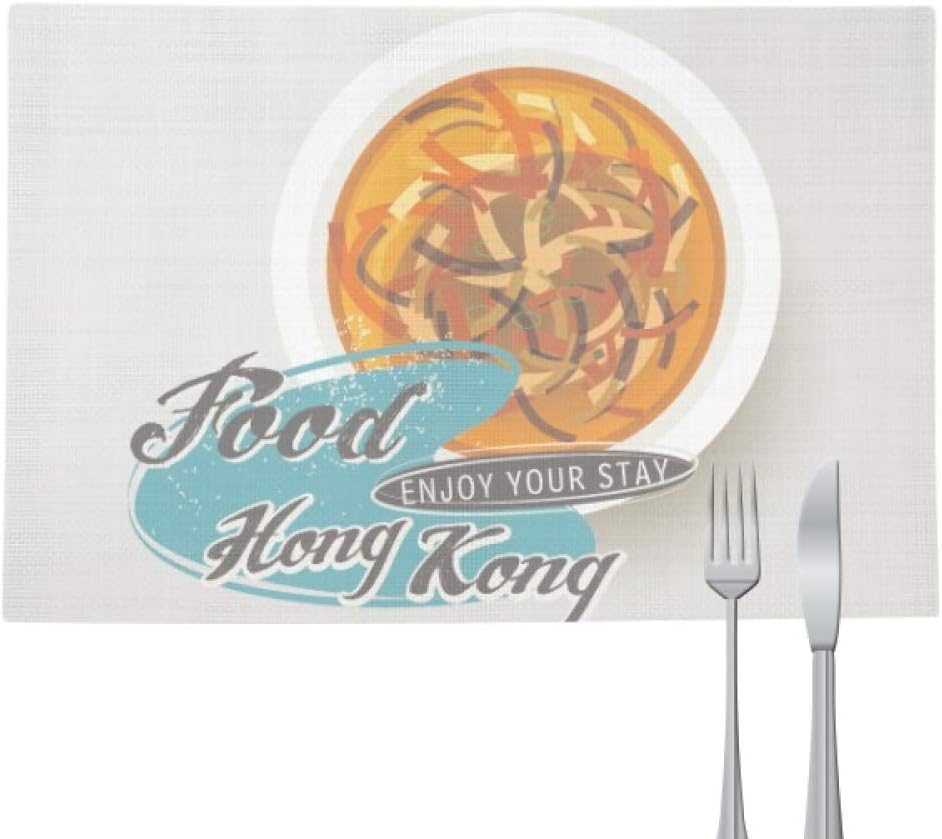 DIYthinker Hong Kong Fake Shark's Fin Soup China Placemat Pad Kitchen Woven Heat Resistant Cushion Rectangle