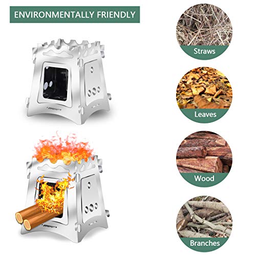 VODA Camping Stove Burner for Outdoor Camping Hiking Cooking Outside Light Weight Portable Backpacking SUS 430 Stoves for BBQ Picnic - Thumbnail 3