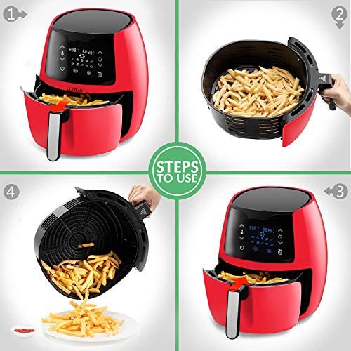 Ultrean 5.8 Quart Air Fryer, Electric Hot Air Fryers Oilless Cooker with 10 Presets, Digital LCD