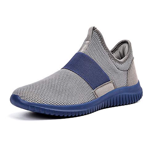 domirica Men's Lightweight Walking Shoes Breathable Sneakers Mesh Tennis Shoes for Men Grey/Blue 8 M US