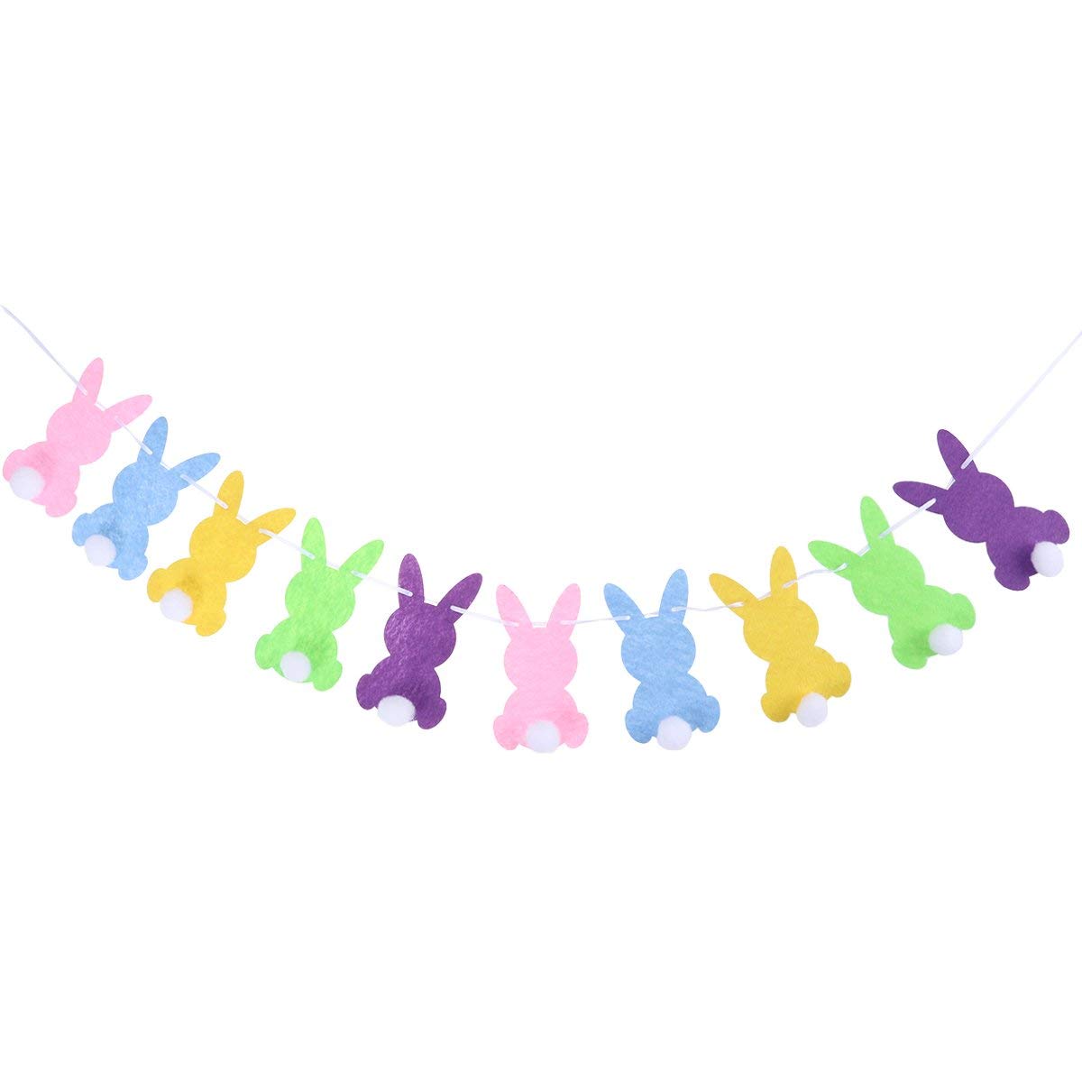 BinaryABC Easter Bunny Rabbit Banner Bunting Garland, Easter Festival Accessories Decorations (Colorful Bunny)