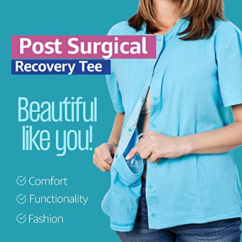 Fuchsia Post Surgery Mastectomy Shirt With Drain Management Pockets