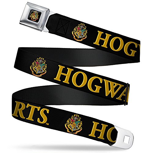 Buckle-Down Seatbelt Belt - Harry Potter HOGWARTS & Crest Black/Gold - 1.5