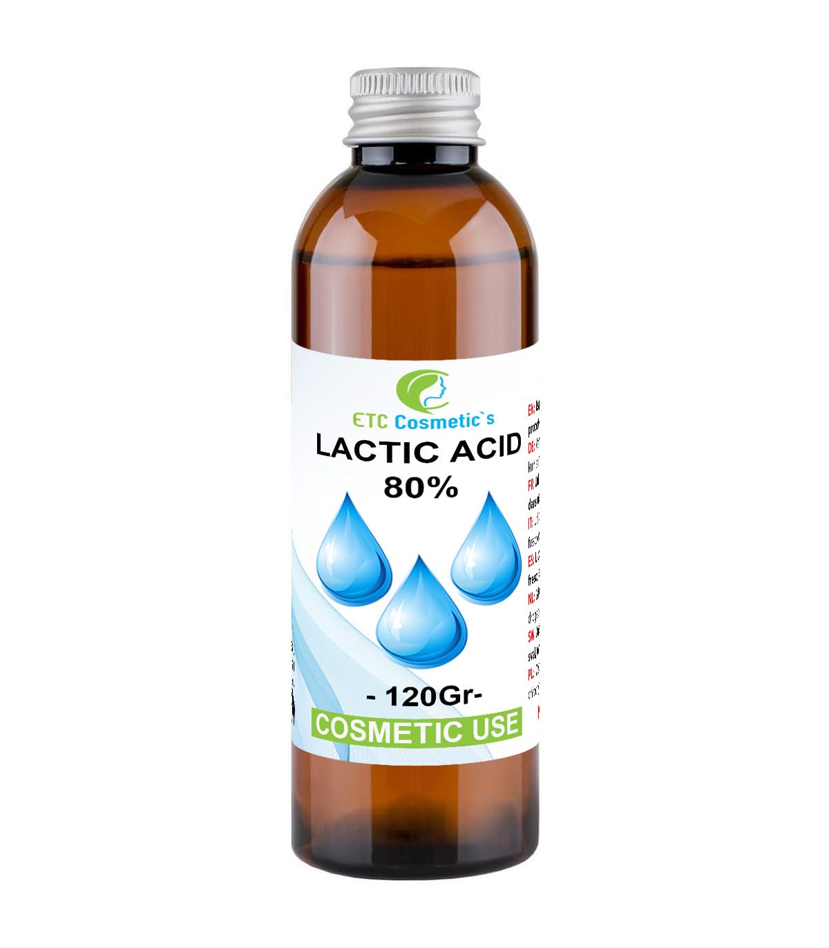 LACTIC ACID 80% PEEL - 120 gr - pH control, skin, body and hair care, peeling, rejuvenation and lightening treatments, keratolytic, exfoliates skin