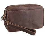 Polare Full Grain Leather Men Purse Wallet Clutch Pouch Handbag Wrist Bag Shoulder Bag