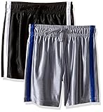 The Children's Place Big Boys' Active Shorts (Pack of 2) , Fin Grey/black, XL (14)
