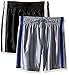 The Children's Place Boys' Big Active Shorts (Pack of 2), Fin Grey/Black, M (7/8)