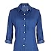 Comemall Women Long Sleeve Loose Denim Mini Dress As picture shown Large