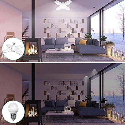 CREATESTAR 2Pack 60W LED Garage Lights, 6000LM E26 Dimmable Deformable