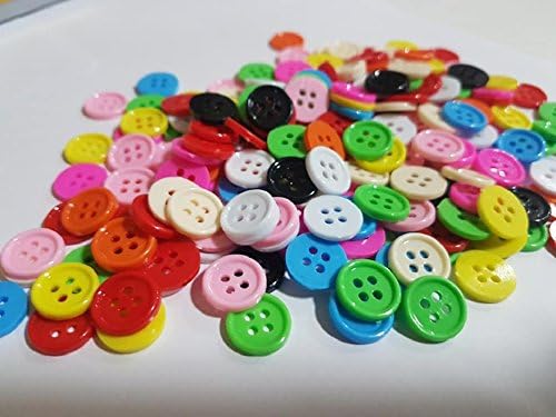 Kocraft - Kocraft - Buttons Sewing Craft Supplies - Size 10 mm with 4 Holes Striped - Bulk 200 Pcs. Multicolor Mixed Color for DIY Kid Crafting Assorted Round Colorful Button Fasteners Decorative Sc