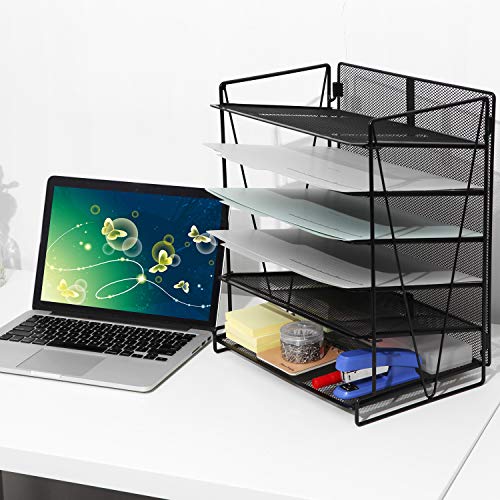 Veesun Desk Organizer,Desktop File-Organizer Letter Paper Tray Holder,6-Tier,Black - Thumbnail 3