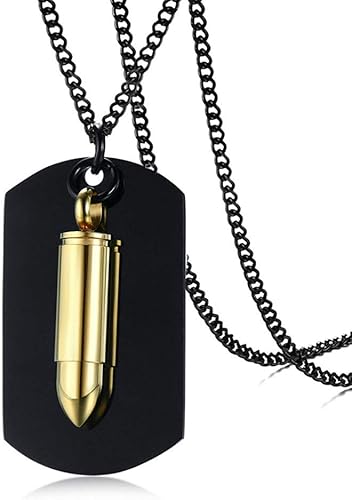 Amazon Rockyu ジュエリー 人気 ブランド ネックレス メンズ チタン ペンダント 弾丸 プレート ニューヨークスタイル ネックレス 通販