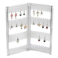 Myjell 120 Earring Holder Jewelry Hanger Organizer Foldable Acrylic Earring Screen Display Stand Hanging Earrings Bracelets Necklaces 2-Panel