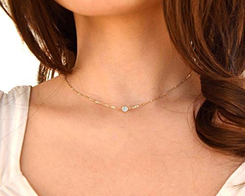 Customized Length Crystal CZ Diamond Tiny Collar Choker Gold Necklace
