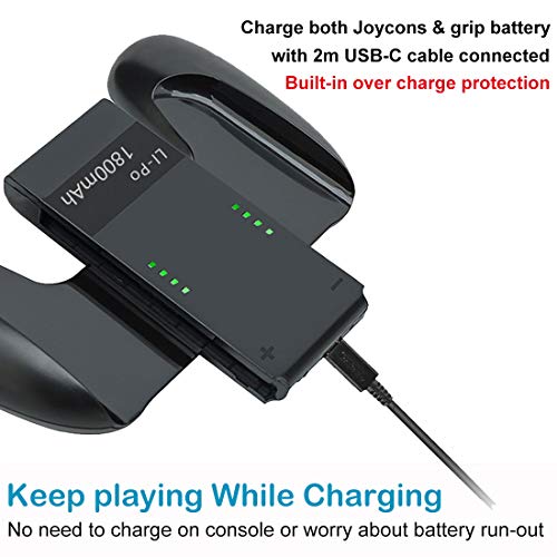 Kinvoca Joy Con Charging Grip with 1800mAh Battery, 2in1 Comfort Grip