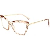 FEISEDY Crystal Cat Eye Reading Glasses Blue Light Blocking Reader Anti Eyestrain Glasses B2596 Champagne 3.00x